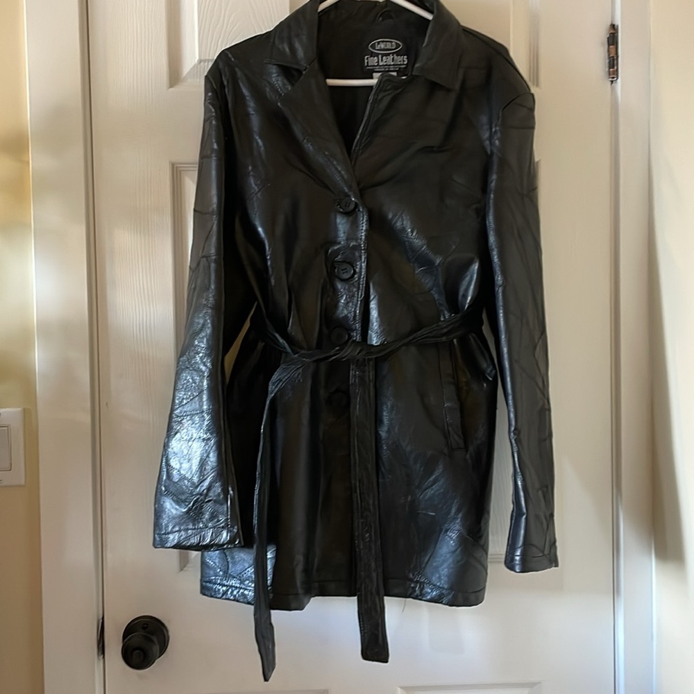 Gorgeous vintage 1990s leWorld leather patchwork belted jacket L